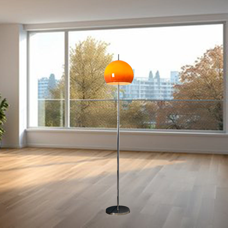 Modern Mid-Century Mushroom Round Iron Acrylic 2-Light Standing Floor Lamp For Living Room