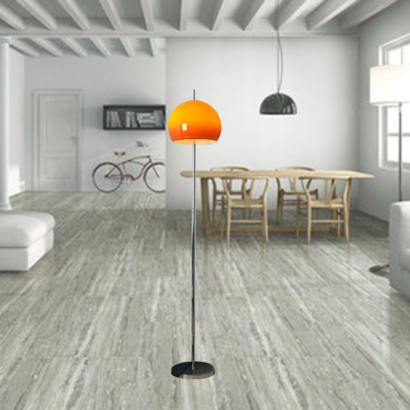 Modern Mid-Century Mushroom Round Iron Acrylic 2-Light Standing Floor Lamp For Living Room