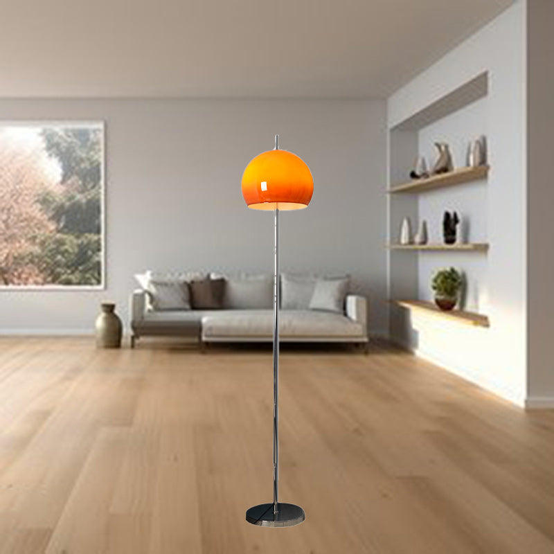 Modern Mid-Century Mushroom Round Iron Acrylic 2-Light Standing Floor Lamp For Living Room