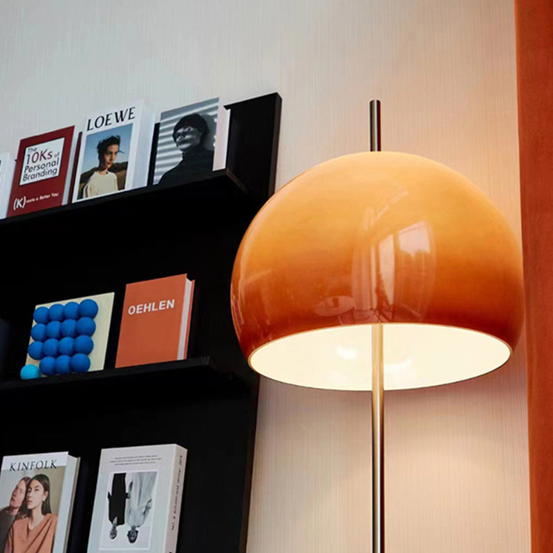 Modern Mid-Century Mushroom Round Iron Acrylic 2-Light Standing Floor Lamp For Living Room