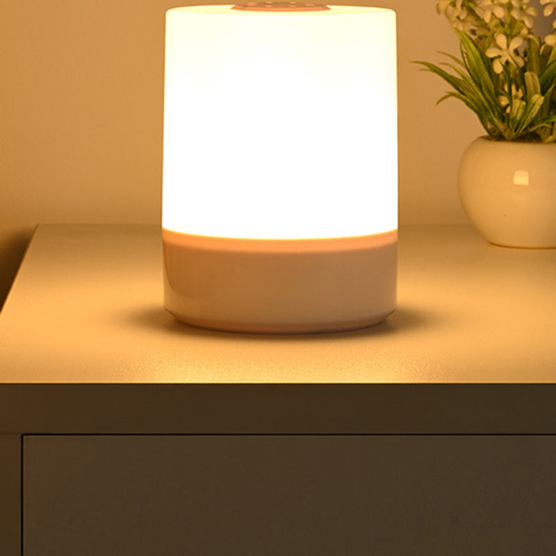 寝室用モダンミニマリストUSB丸型シリンダーABS LEDテーブルランプ