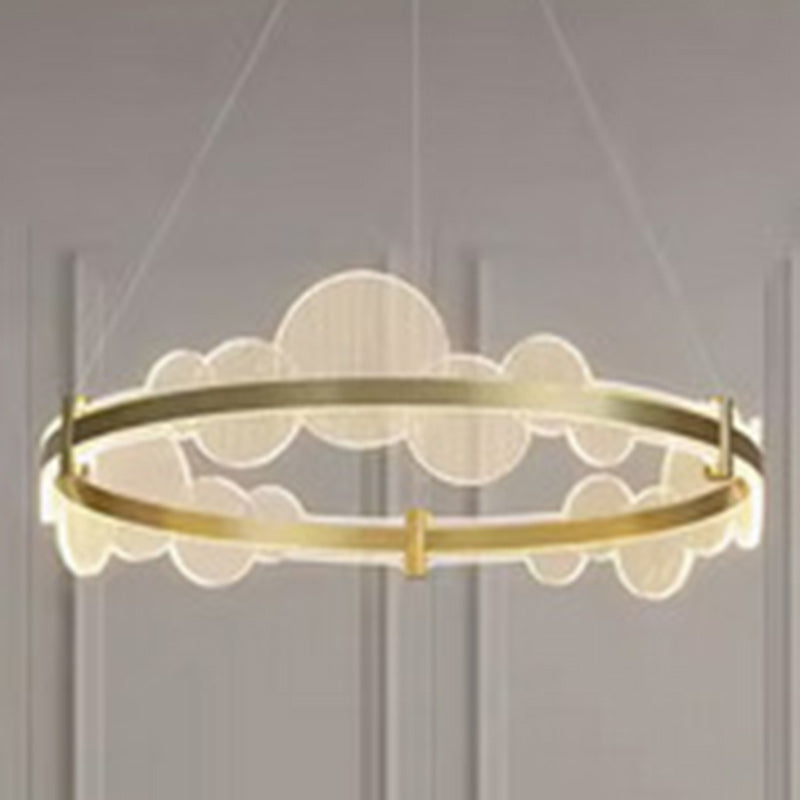 Modern Luxury Double Round Circle Aluminum Acrylic LED Chandelier For Bedroom