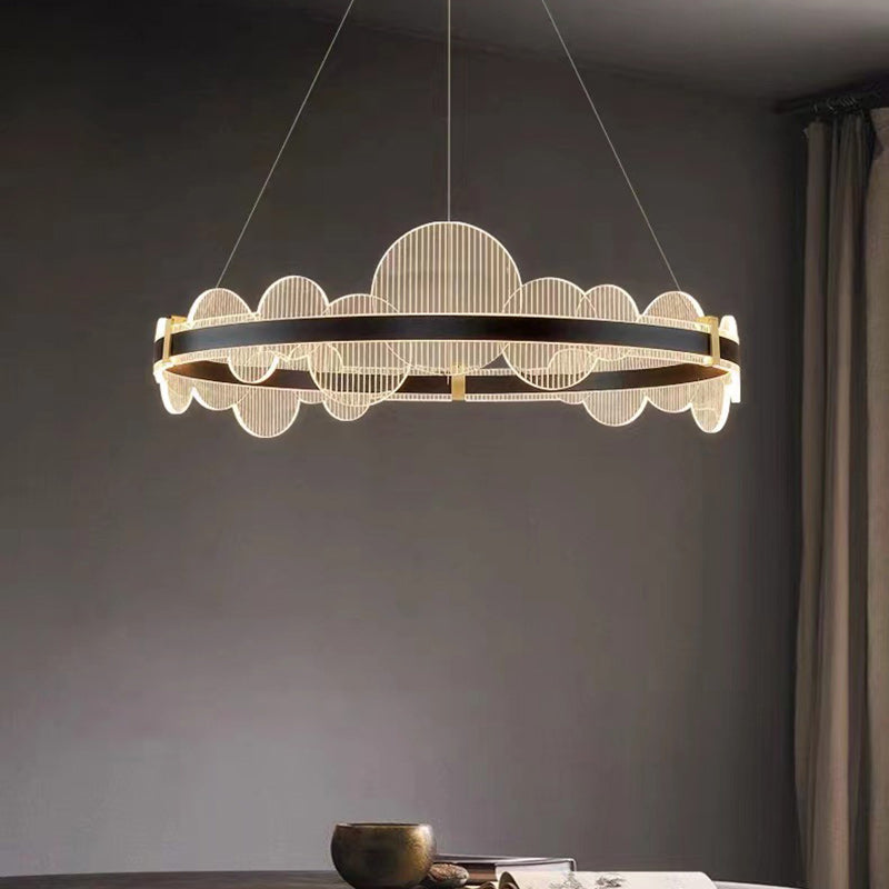 Modern Luxury Double Round Circle Aluminum Acrylic LED Chandelier For Bedroom