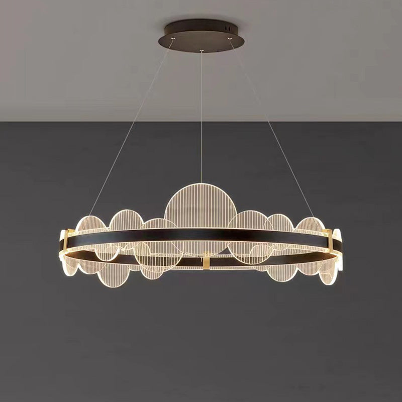Modern Luxury Double Round Circle Aluminum Acrylic LED Chandelier For Bedroom