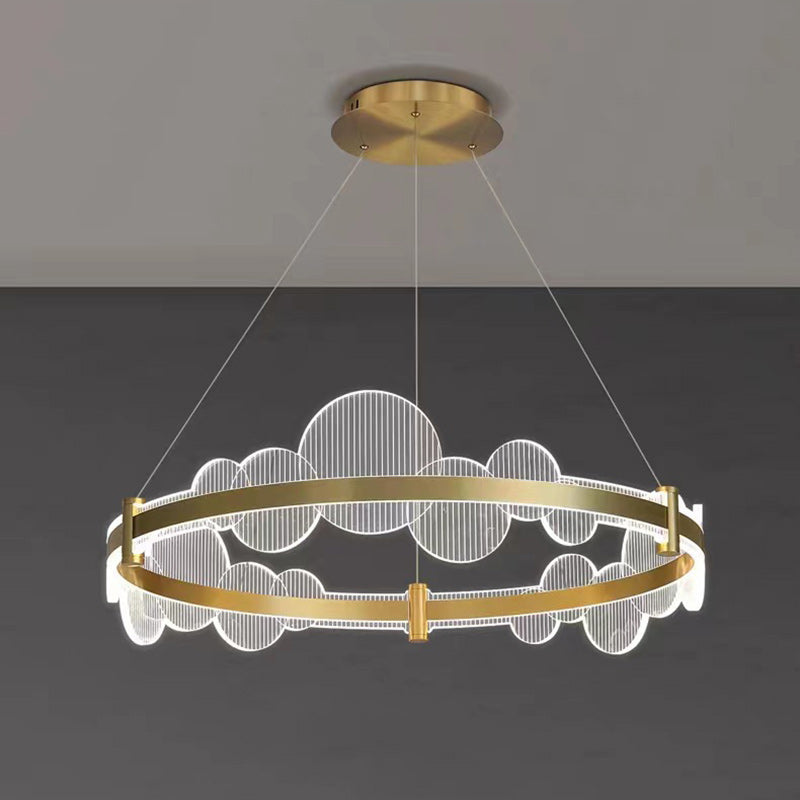 Modern Luxury Double Round Circle Aluminum Acrylic LED Chandelier For Bedroom