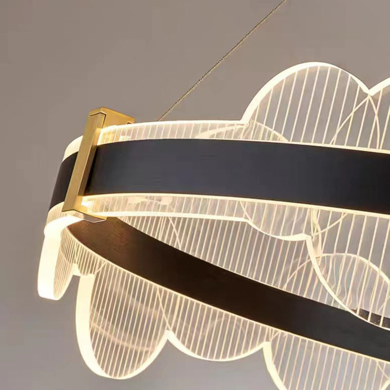 Modern Luxury Double Round Circle Aluminum Acrylic LED Chandelier For Bedroom