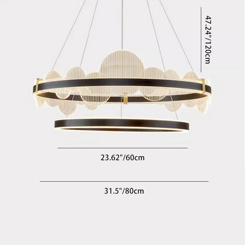 Modern Luxury Double Round Circle Aluminum Acrylic LED Chandelier For Bedroom