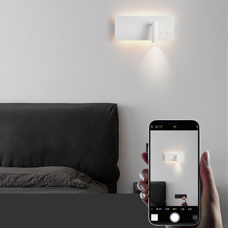 Modern Minimalist Rectangular Cylinder Spotlight Iron Aluminum LED Wall Sconce Lamp For Bedroom