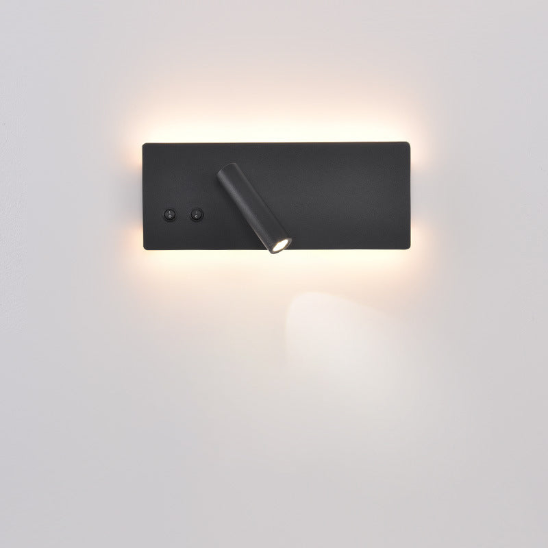 Modern Minimalist Rectangular Cylinder Spotlight Iron Aluminum LED Wall Sconce Lamp For Bedroom