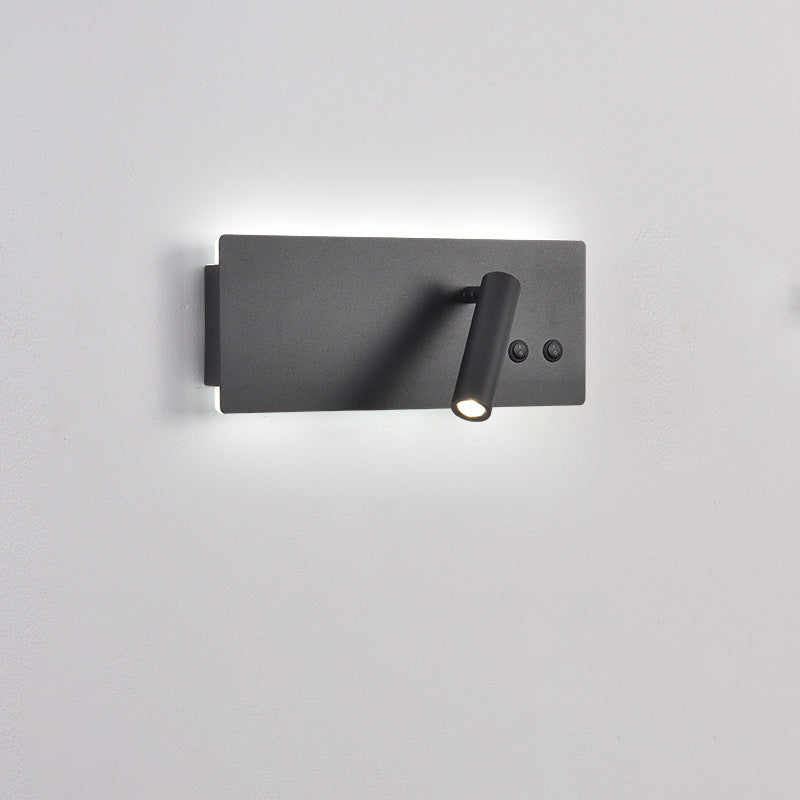 Modern Minimalist Rectangular Cylinder Spotlight Iron Aluminum LED Wall Sconce Lamp For Bedroom