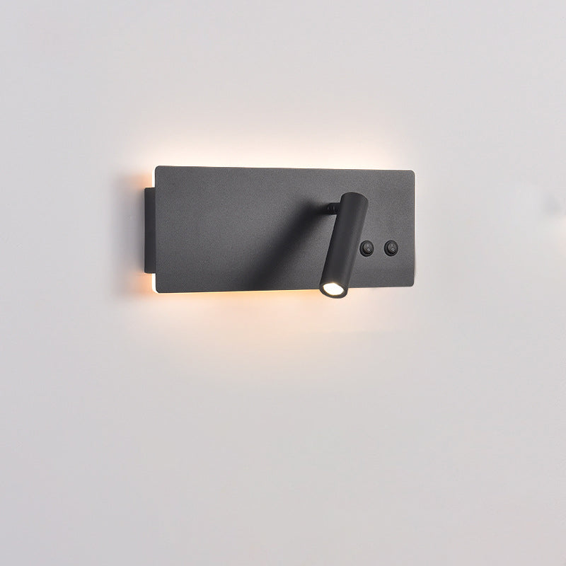 Modern Minimalist Rectangular Cylinder Spotlight Iron Aluminum LED Wall Sconce Lamp For Bedroom