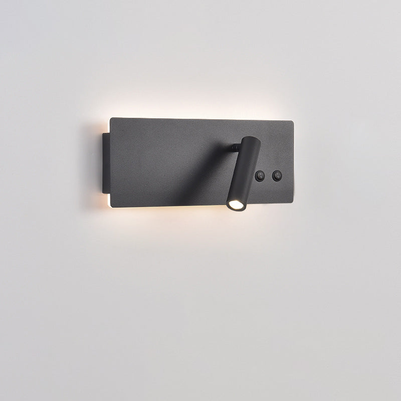 Modern Minimalist Rectangular Cylinder Spotlight Iron Aluminum LED Wall Sconce Lamp For Bedroom