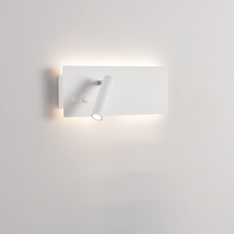 Modern Minimalist Rectangular Cylinder Spotlight Iron Aluminum LED Wall Sconce Lamp For Bedroom