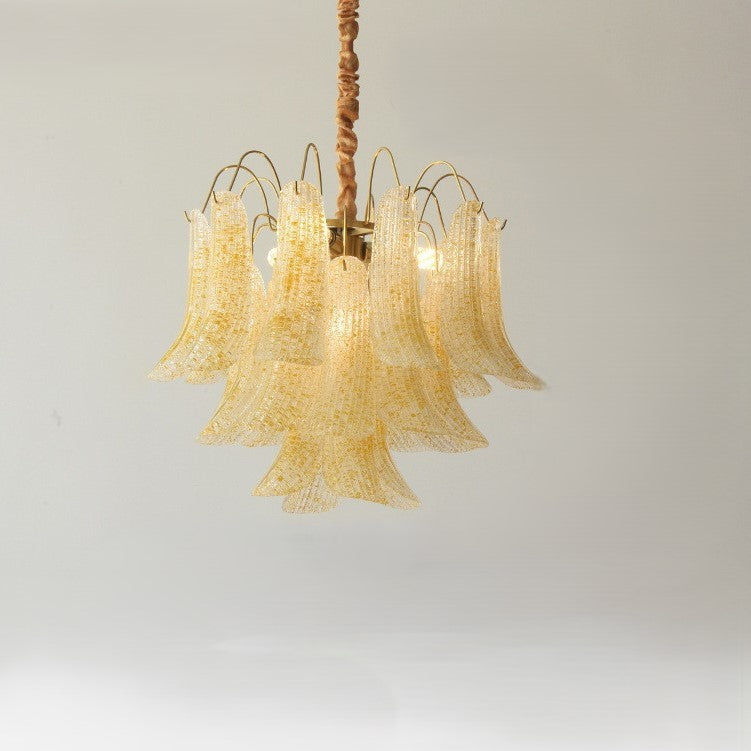 伝統的なフランスのカラフルなシェルラウンドアイアンガラス5/6ライトシャンデリアリビングルーム用