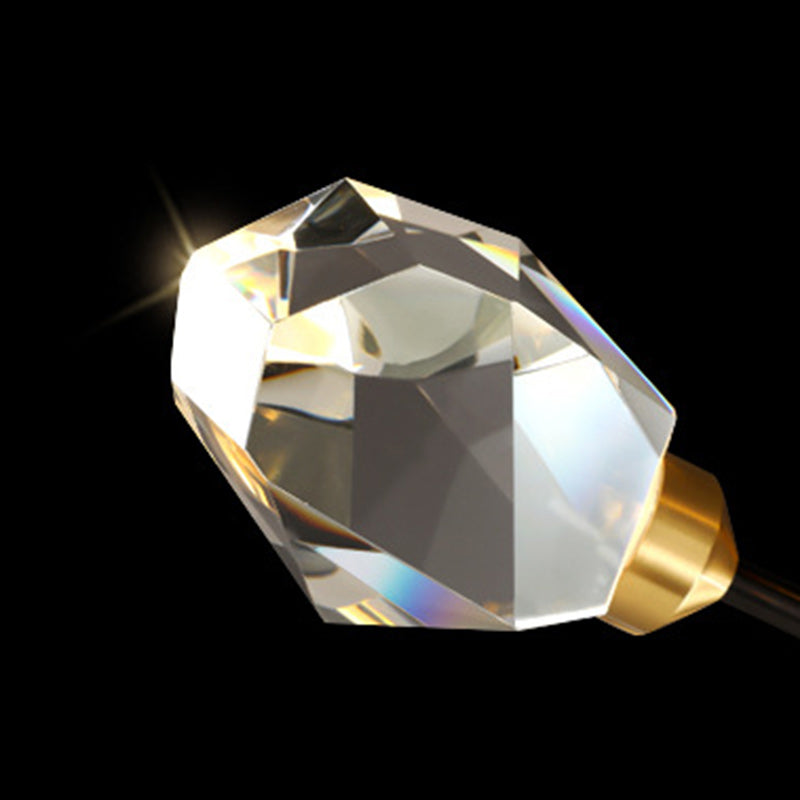 ثريا دائرية فاخرة حديثة متعددة الأضلاع من النحاس والكريستال 6/9/12/15/18 ضوء لغرفة المعيشة