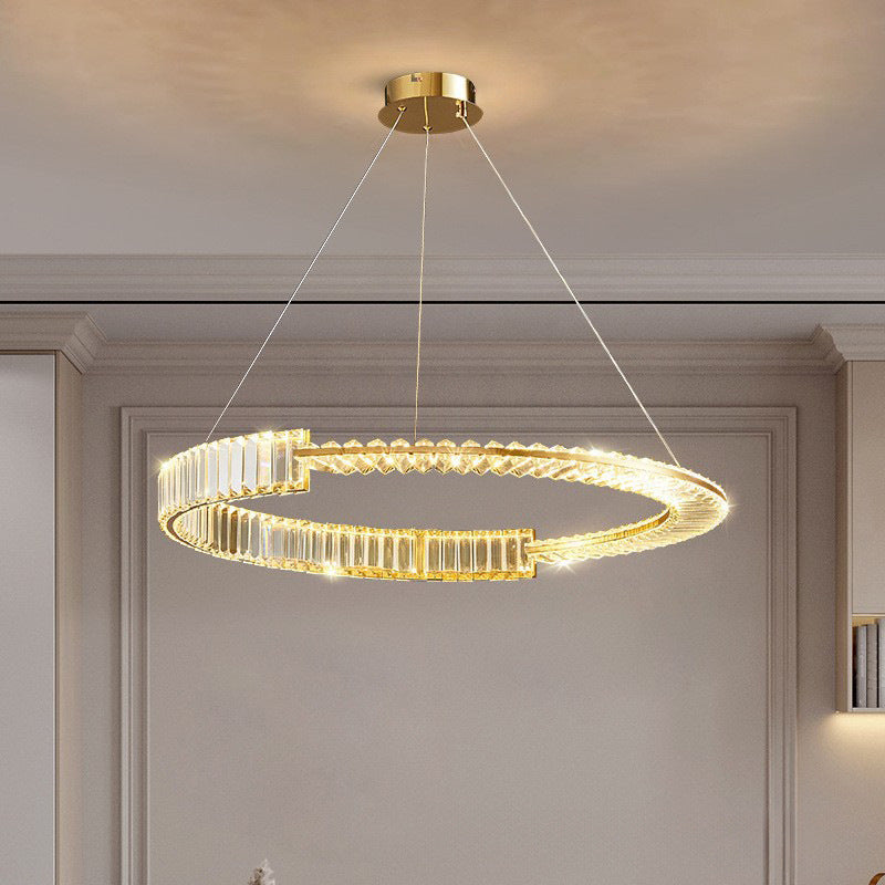 ثريا كريستال LED دائرية فاخرة حديثة لغرفة المعيشة