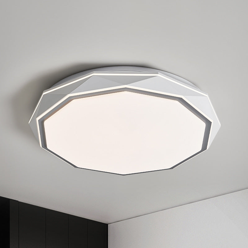 Modern Minimalist Round Polygon Dome Iron Acrylic LED Flush Mount Ceiling Light For Bedroom