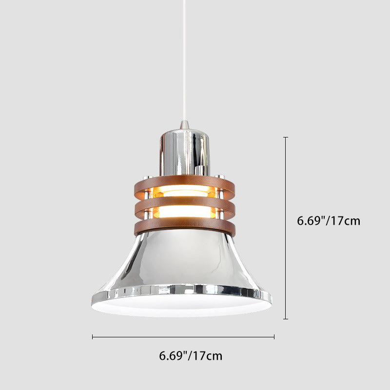 Traditional Vintage Round Cylinder Bell Cake Shape Iron 1-Light Pendant Light For Bedroom