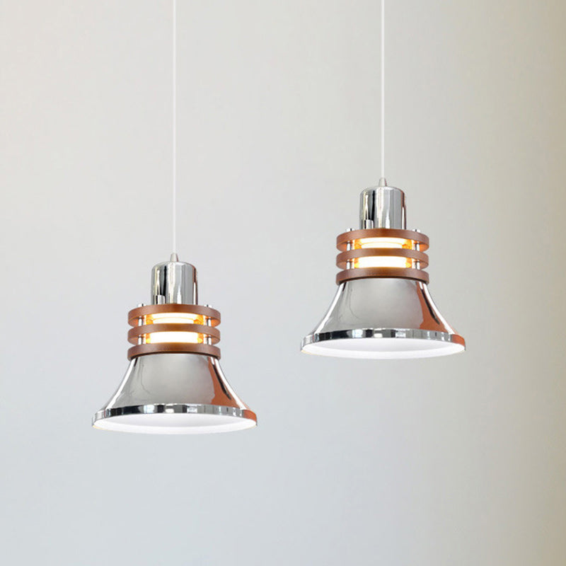 Traditional Vintage Round Cylinder Bell Cake Shape Iron 1-Light Pendant Light For Bedroom