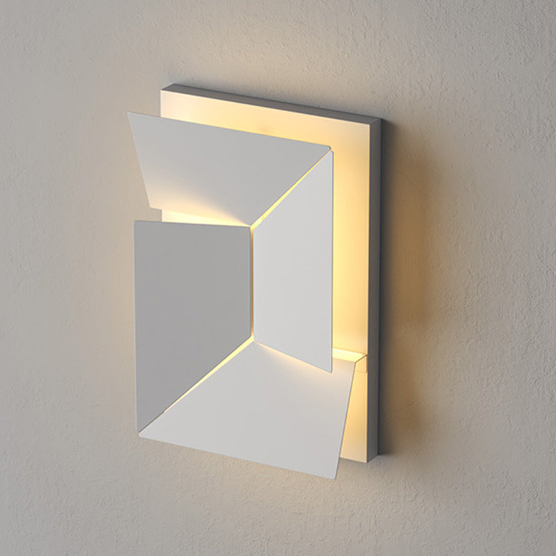 Modern Minimalist Solar Waterproof Rectangle Geometric Stainless Steel LED Wall Sconce Lamp For Outdoor