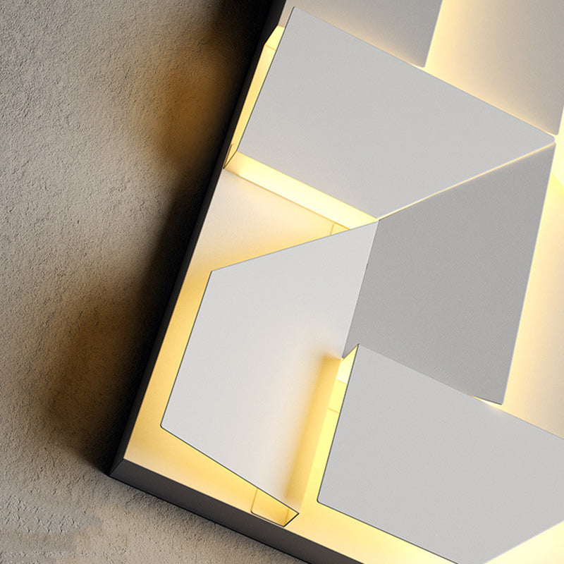 Modern Minimalist Solar Waterproof Rectangle Geometric Stainless Steel LED Wall Sconce Lamp For Outdoor