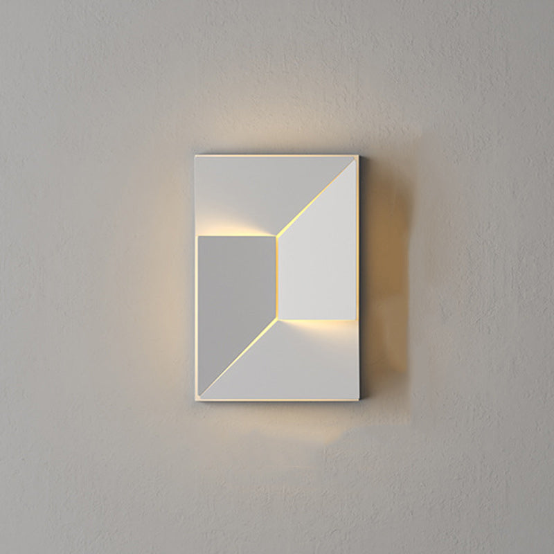 Modern Minimalist Solar Waterproof Rectangle Geometric Stainless Steel LED Wall Sconce Lamp For Outdoor