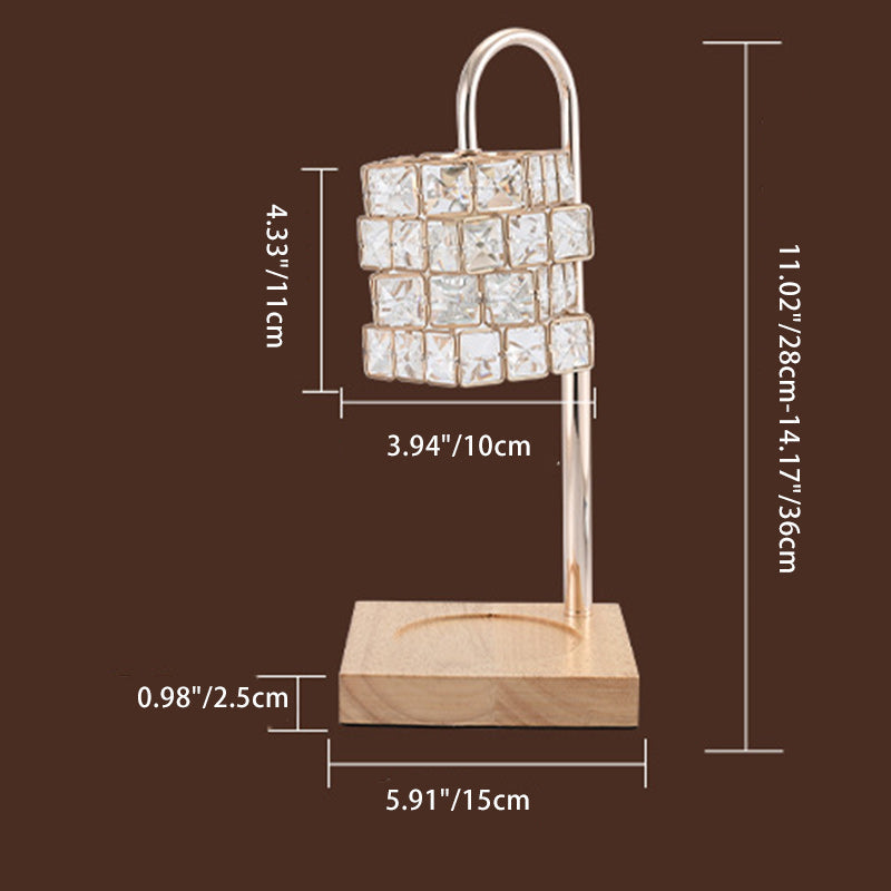 Modern Luxury Rubik's Cube Diamond Wood Hardware Glass 1-Light Melting Wax Table Lamp For Bedroom