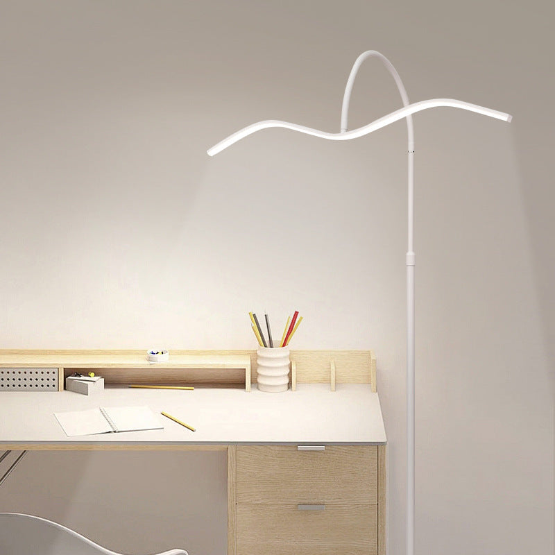 Modern Minimalist Wave Aluminum Iron Silicone LED Standing Floor Lamp For Living Room