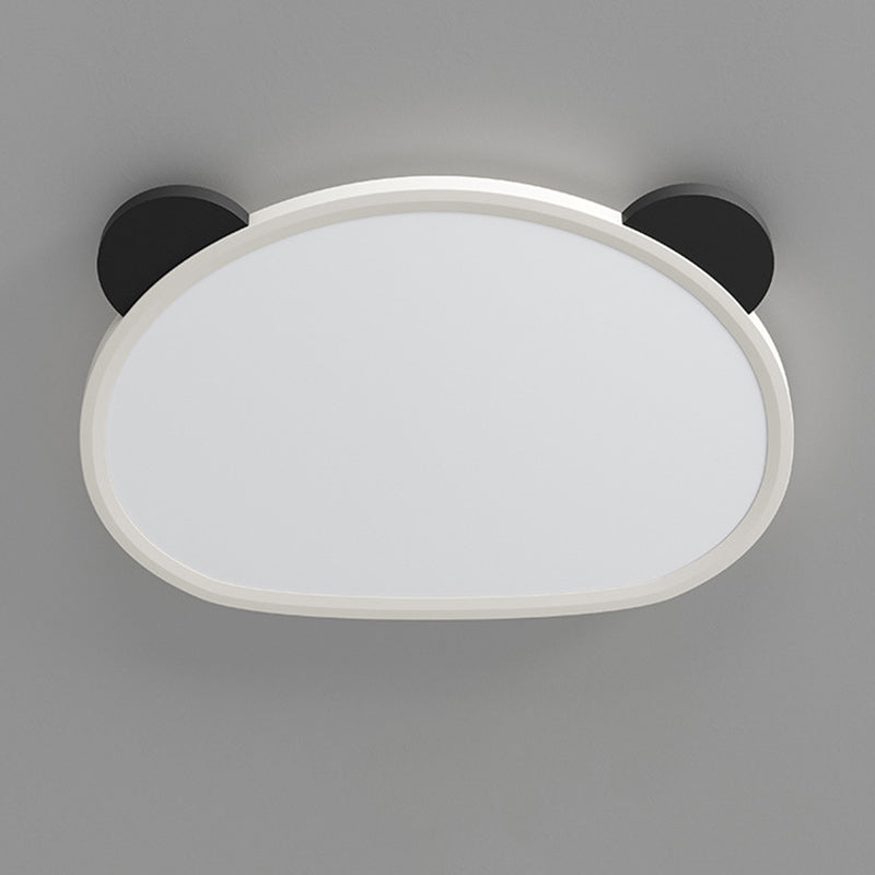 Contemporary Creative Cartoon Panda Round Aluminum Acrylic LED Flush Mount Ceiling Light For Bedroom