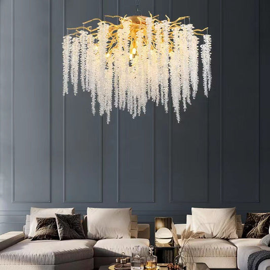 Modern Luxury Twig Shape Round Aluminum Crystal 8/13/15 Light Chandelier For Living Room