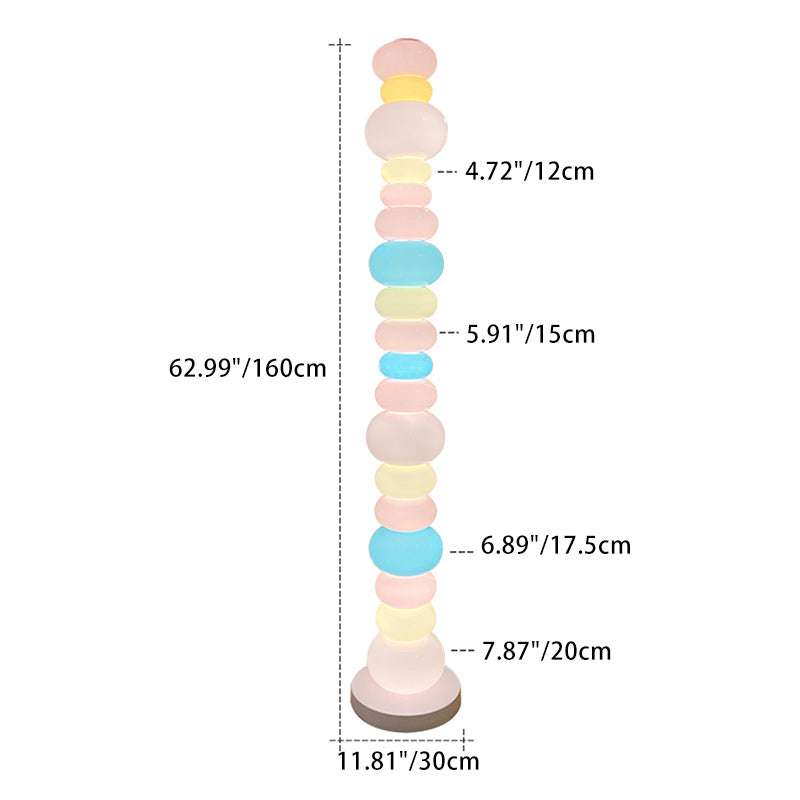 Contemporary Creative Candy Cane Shape Round Hardware Glass LED Standing Floor Lamp For Living Room