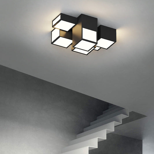 現代的なスカンジナビア風ルービックキューブ スクエア 長方形 アイアン アクリル LED フラッシュマウント シーリングライト 寝室用