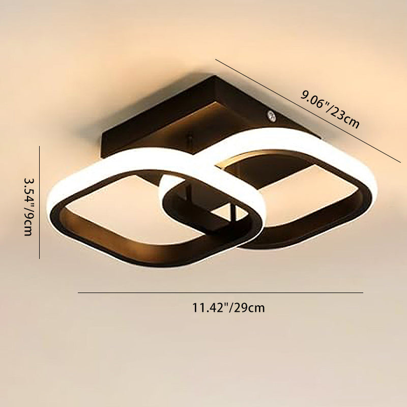مصباح سقف LED شبه مسطح من الحديد والألومنيوم بتصميم عصري بسيط ومربع دائري متقاطع للممر