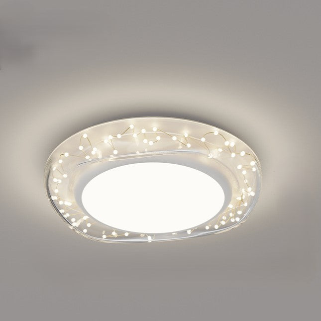 Modern Minimalist Round Dome Iron Aluminum Acrylic LED Flush Mount Ceiling Light For Living Room