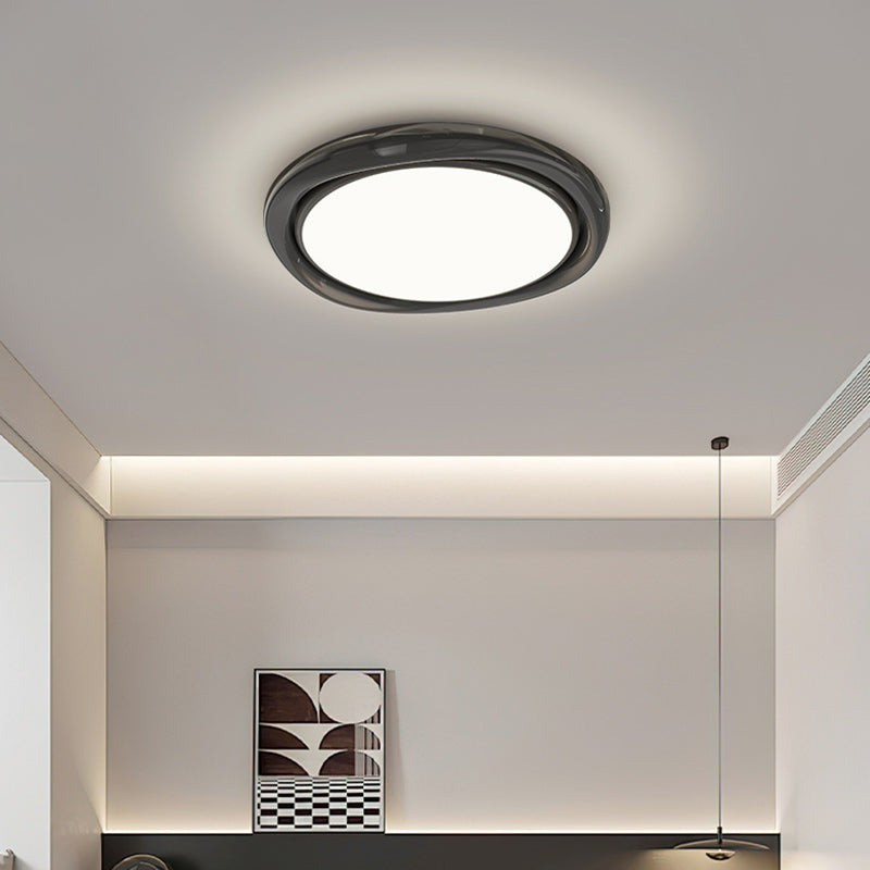 Modern Minimalist Round Dome Iron Aluminum Acrylic LED Flush Mount Ceiling Light For Living Room