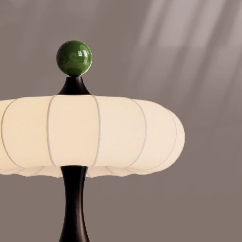 Traditional Vintage Round Cylinder Iron Aluminum Wood Fabric 1-Light Table Lamp For Bedroom