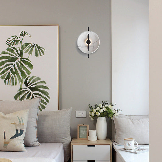 寝室用コンテンポラリースカンジナビアラウンドアイアン樹脂LEDウォールスコンスランプ