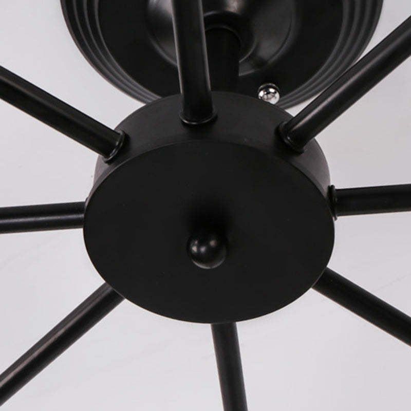 مصباح سقف صناعي معاصر سداسي الشكل من الحديد، 3/5/6/8 مصابيح، مثبت بشكل شبه مسطح لغرفة المعيشة