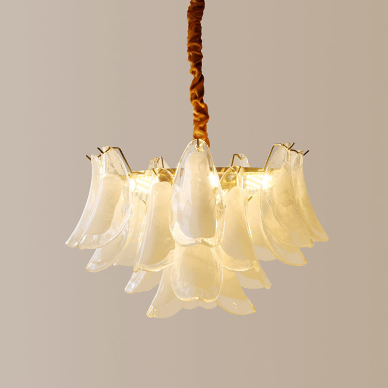 Traditional French Shell Round Iron Glass 6/8/12 Light Chandelier For Living Room