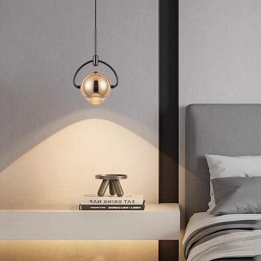 寝室用コンテンポラリースカンジナビアラウンドオーブアルミガラスLEDペンダントライト