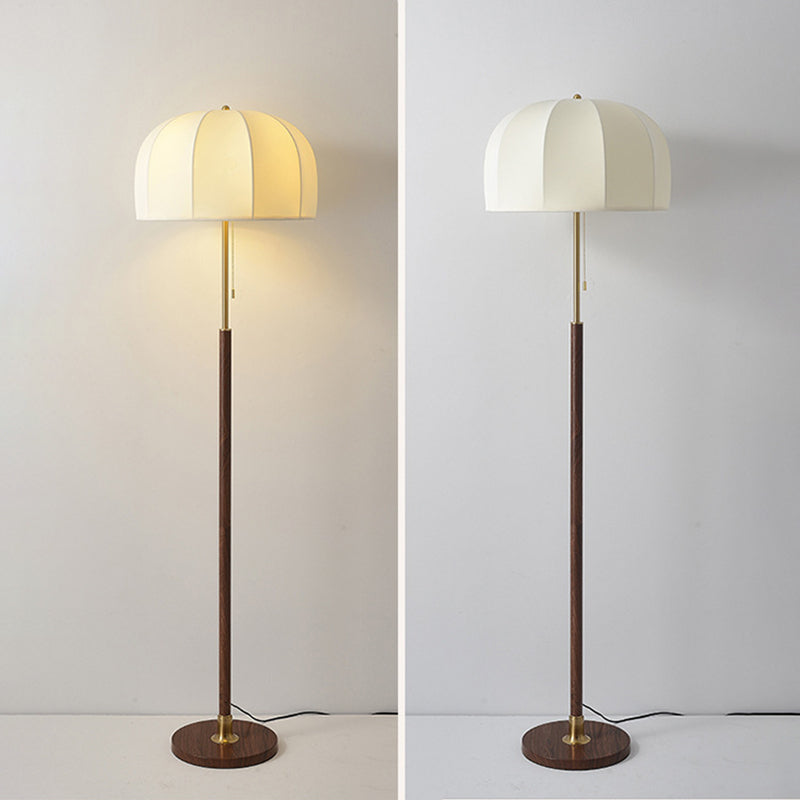 Traditional Vintage Round Semicircle Fabric Iron 1-Light Standing Floor Lamp For Living Room