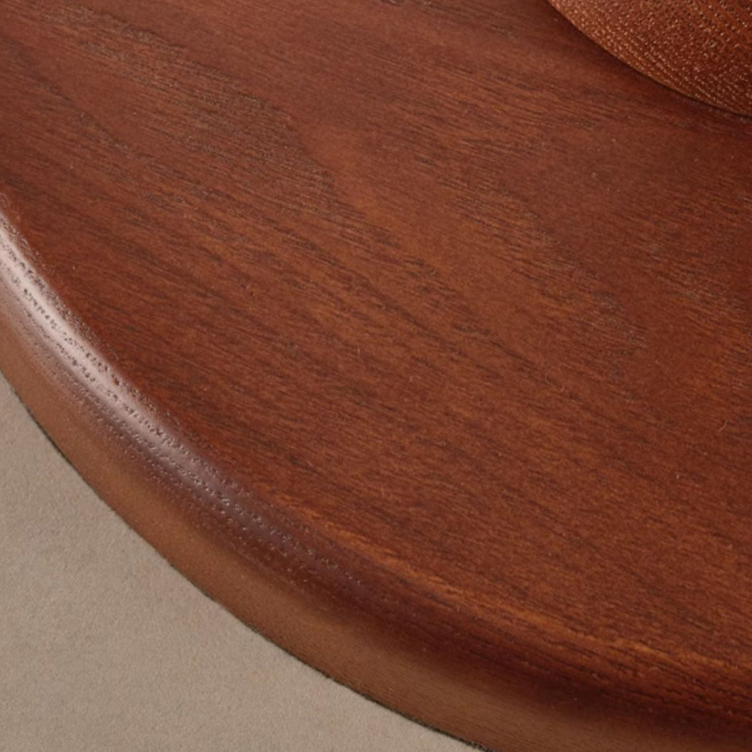 Traditional Vintage Round Curved Wood Fabric 1-Light Standing Floor Lamp For Bedroom