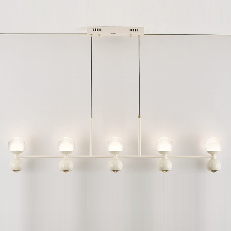 Modern Minimalist Round Linear Iron Aluminum Acrylic Glass LED Island Light Chandelier For Dining Room