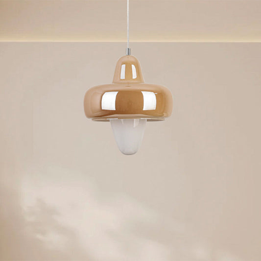 ダイニングルームに最適な、現代的なスカンジナビア風ラウンドコーンオーバルアイアンガラスLEDペンダントライト