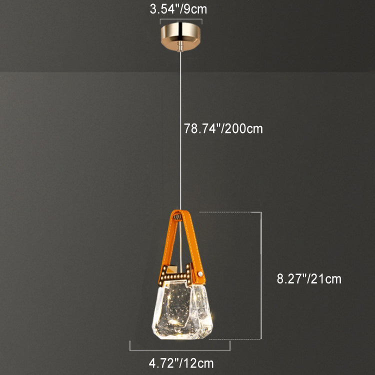 Contemporary Creative Bag Shape Trapezoid Aluminum Hardware Acrylic LED Chandelier For Bedroom