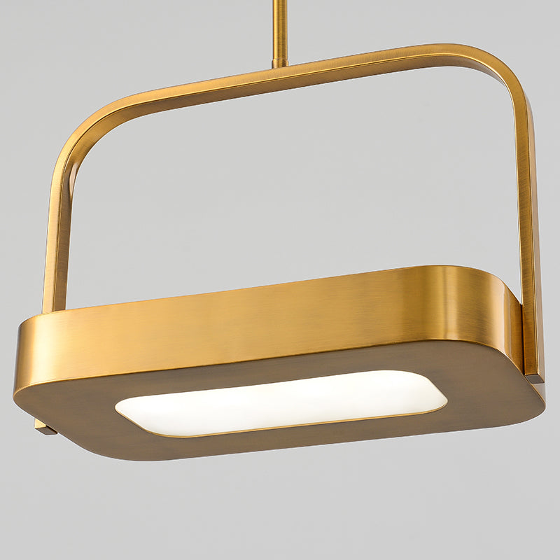 Modern Minimalist Carrying Bag Shape Rectangle Iron Acrylic LED Pendant Light For Bedroom
