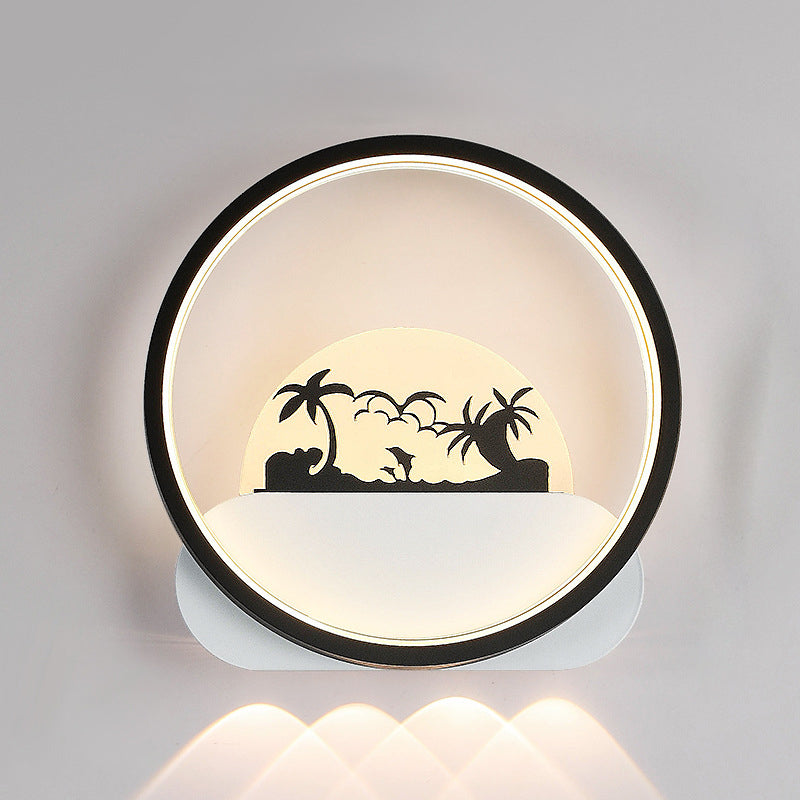 Modern Minimalist Family Beach Round Square Iron Silicone LED Wall Sconce Lamp For Bedroom