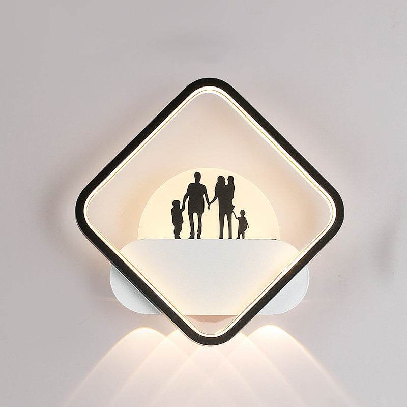 Modern Minimalist Family Beach Round Square Iron Silicone LED Wall Sconce Lamp For Bedroom