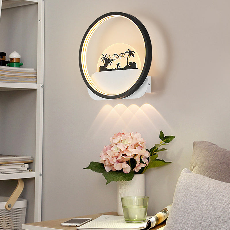 Modern Minimalist Family Beach Round Square Iron Silicone LED Wall Sconce Lamp For Bedroom