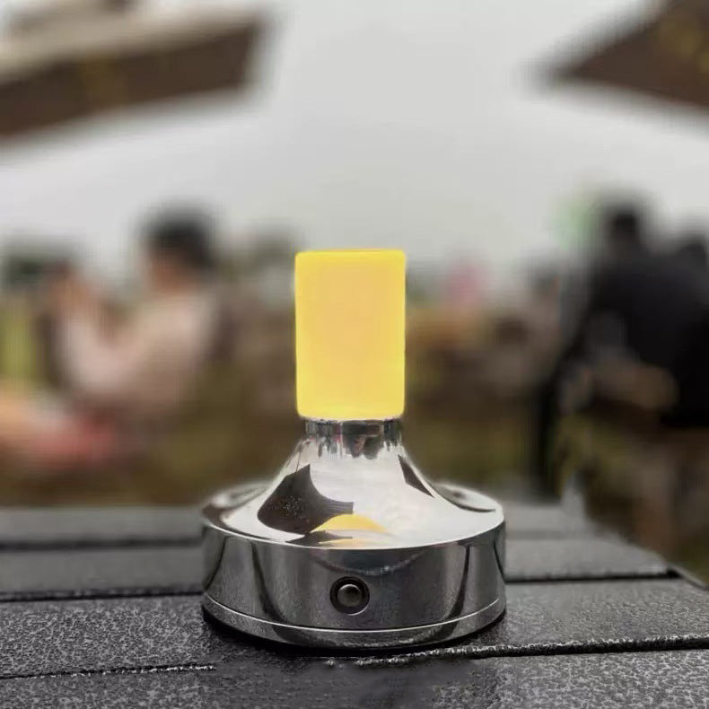 Modern Minimalist USB Candle Shape Round Cylinder Metal Acrylic LED Table Lamp For Bedroom